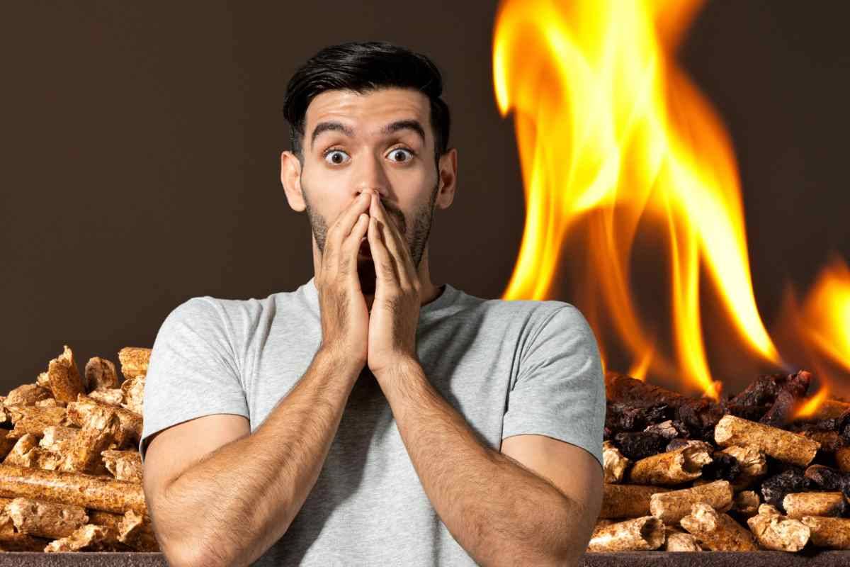 Fuoco e uomo stupito