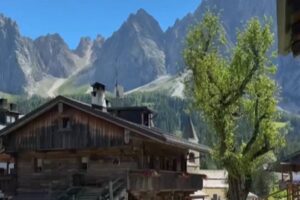 montagne alberi e casette