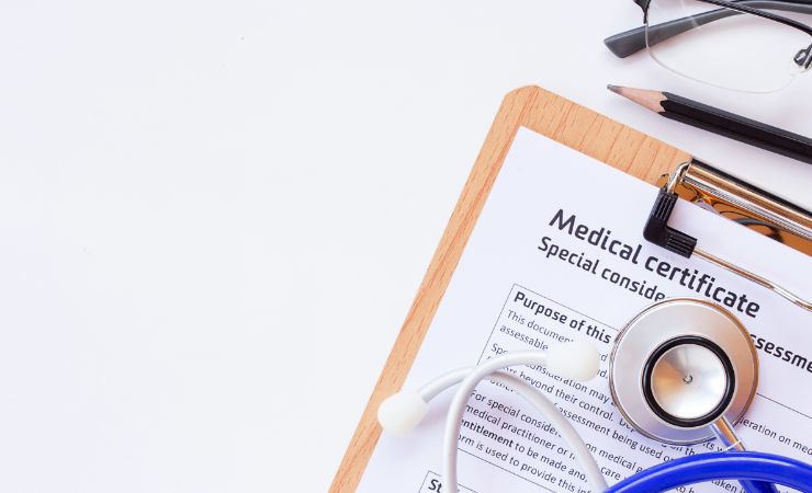 certificato medico con stetoscopio 
