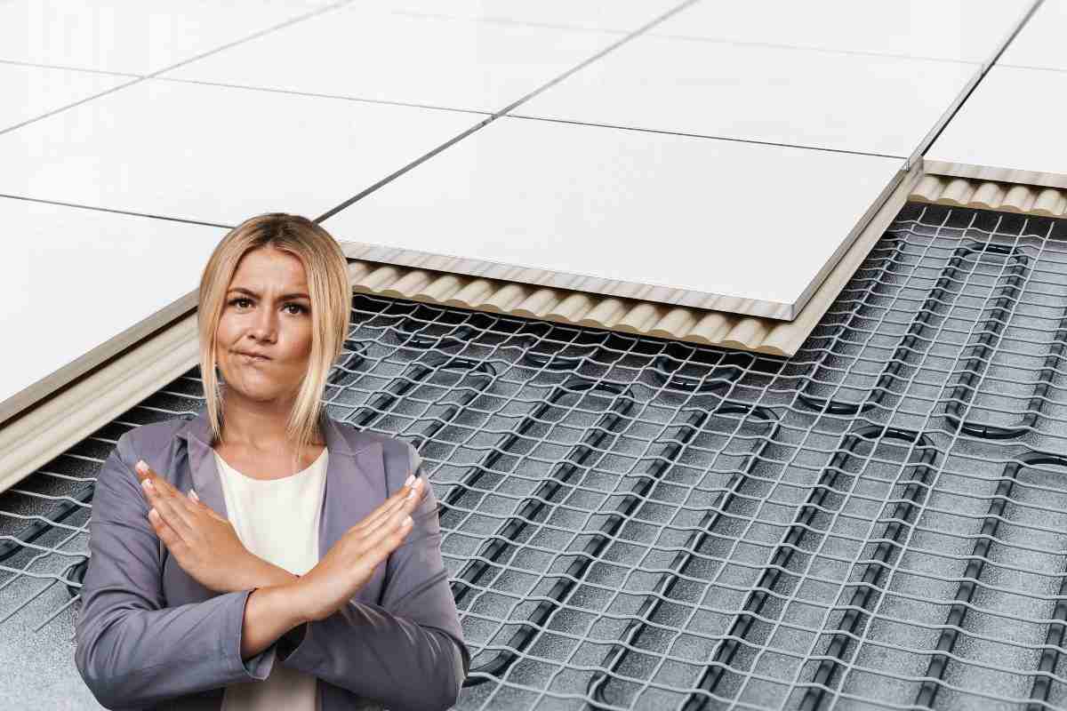 riscaldamento a pavimento e una ragazza che fa no